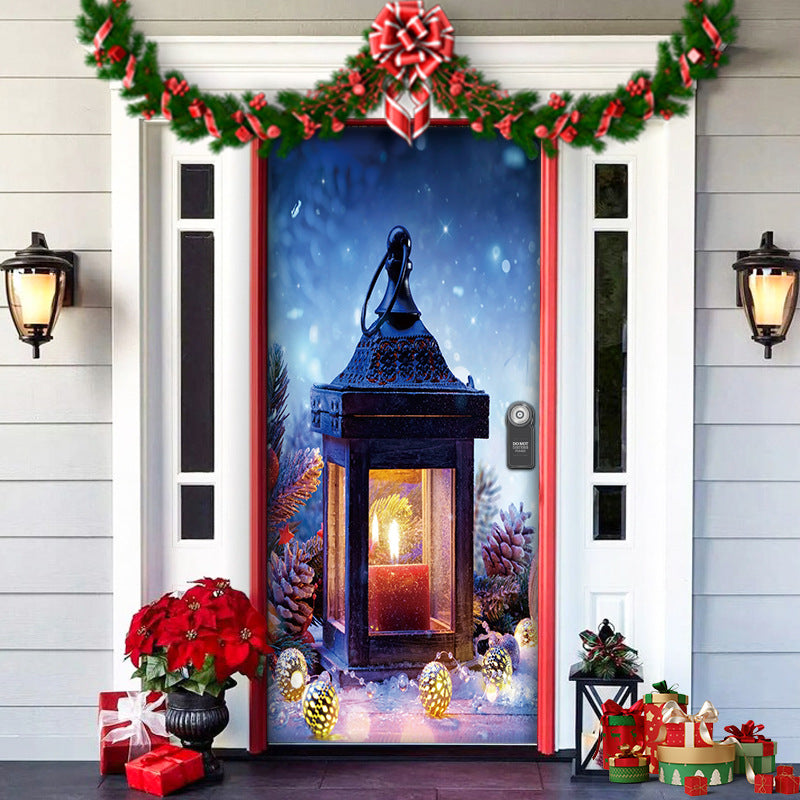 Christmas Forest Background Fabric Door Shelter Door Hanging New Year Party Decoration