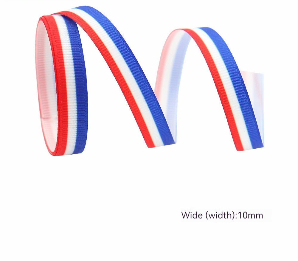 Stars And Stripes Ribbon Dovetail Bowknot Hair Ring Double Stitching Dovetail Ribbon