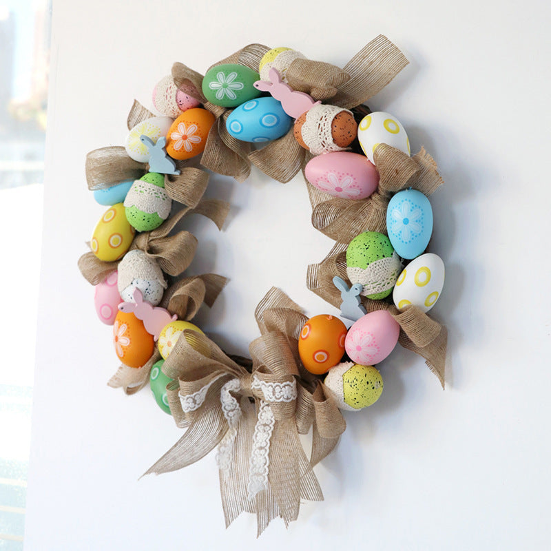 Easter Decorations Wreath Egg Rabbit Festival Door Ornament 40cm