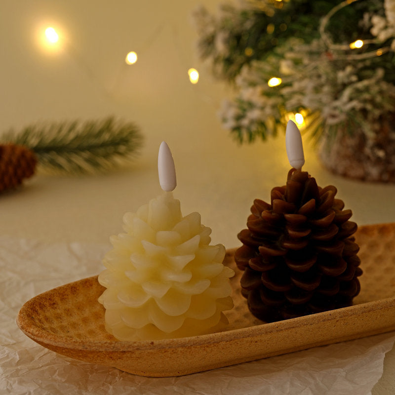 Christmas Pine Cone Paraffin LED Bullet Candle Light