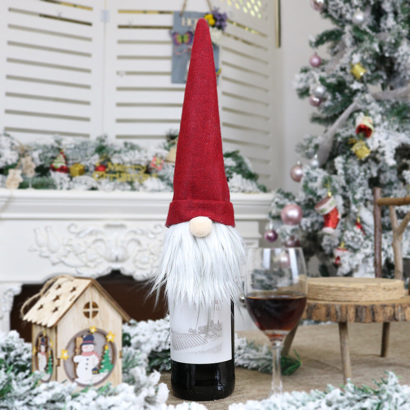 Christmas faceless old man doll wine bottle set