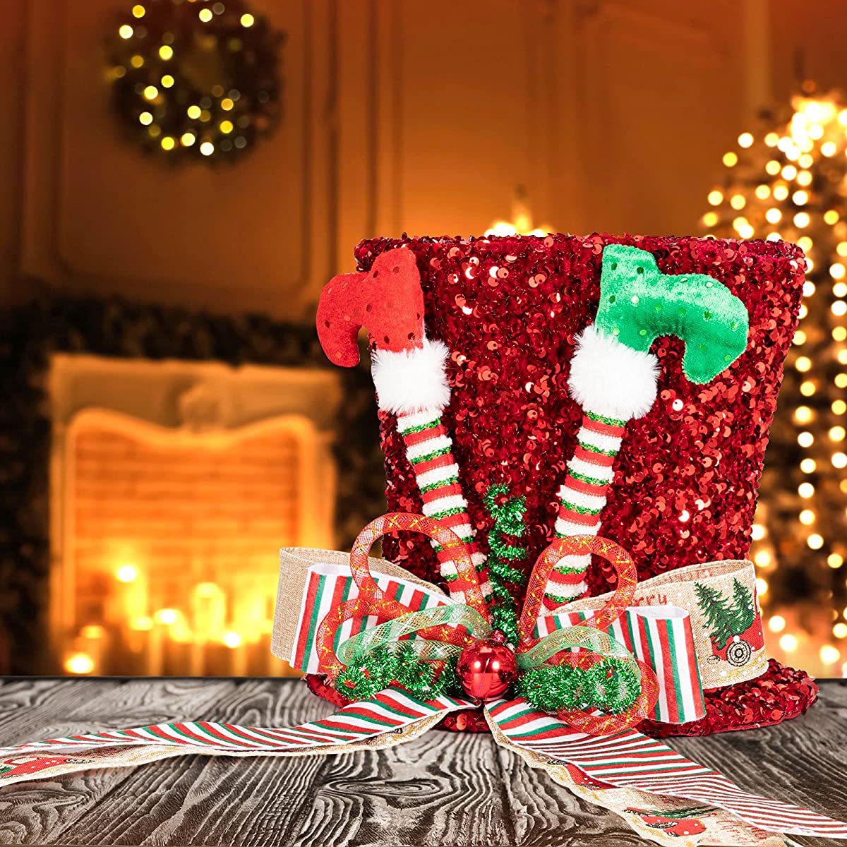Christmas Tree Top Hat Red Laiquendi Leg Decoration Supplies, Christmas decoration items