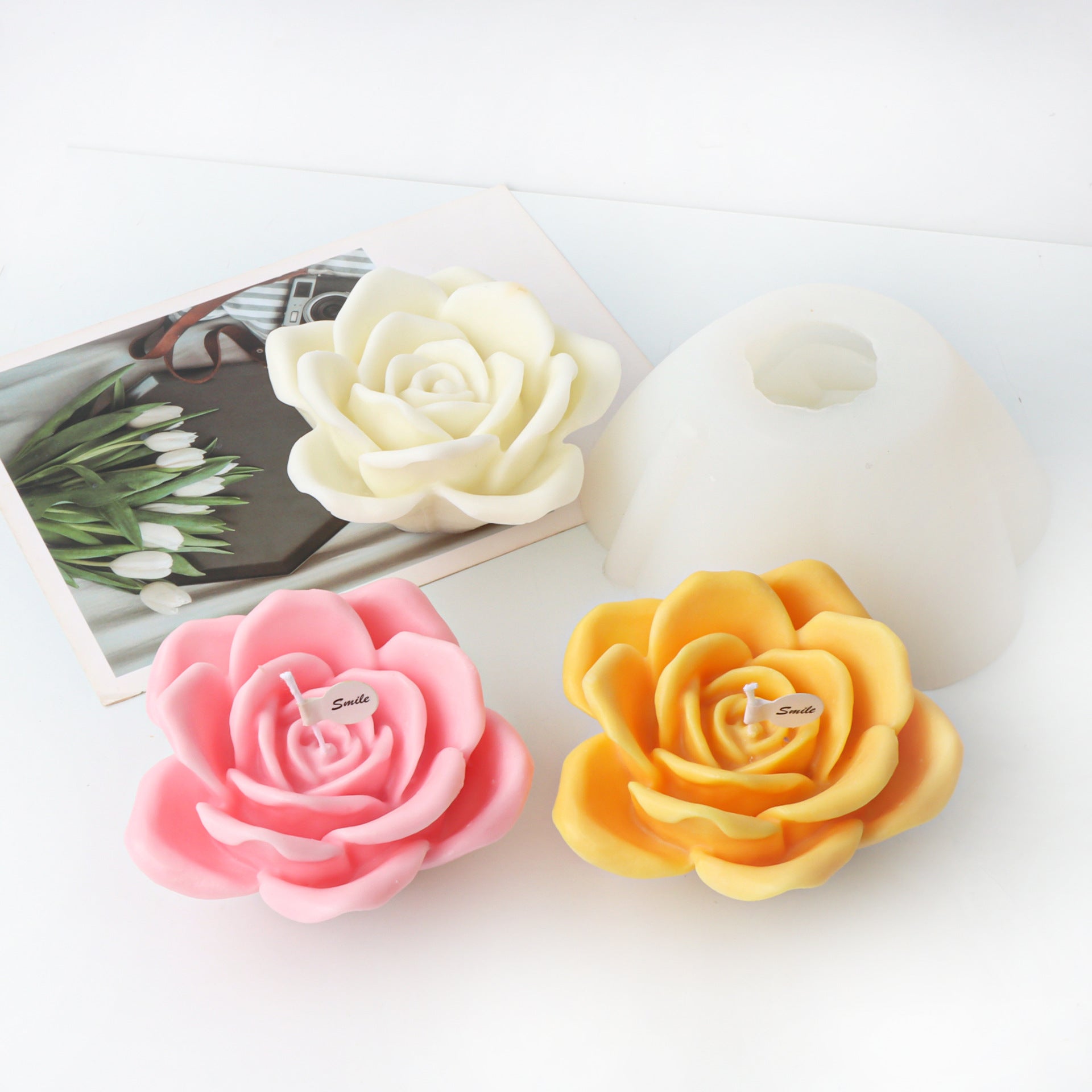 Blooming Peony Flower Candle Mold Aromatherapy Candle Plaster Decoration Silicone Mold, Silicone candle molds, Geometric candle molds, DIY candle making molds, Aromatherapy Candle, Sented candle, candles, 