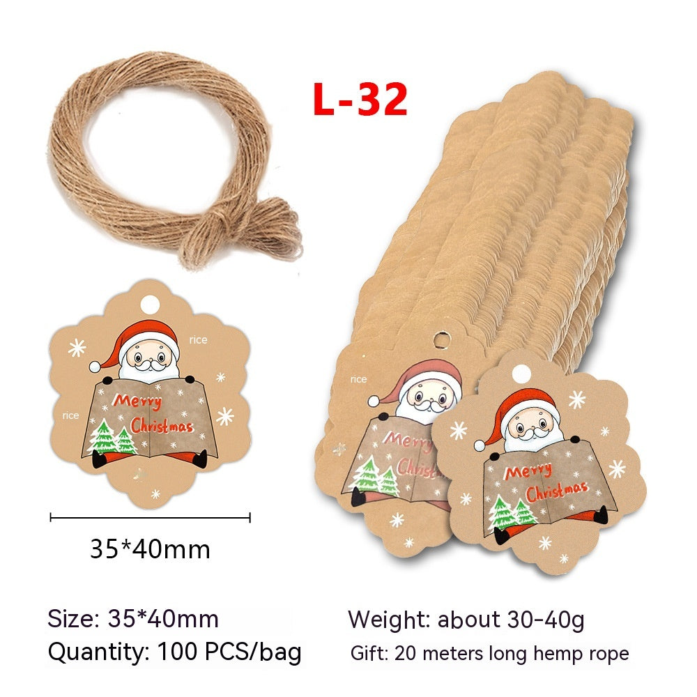 Christmas Tag Kraft Paper Christmas Gift Packaging Tag Santa Claus Card