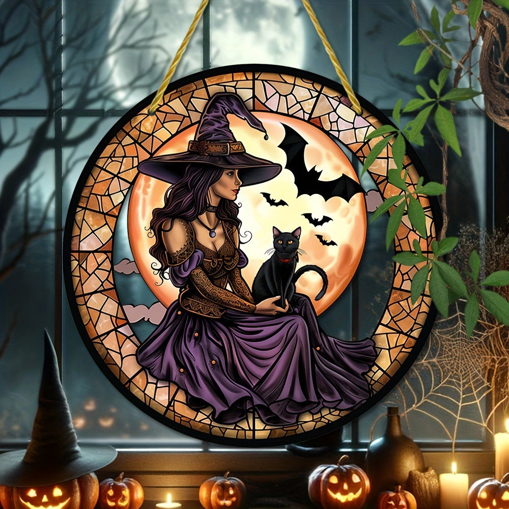 Acrylic Halloween Witch Pendant Color Disc Wall Decorations, Pumpkin lanterns, Jack o Lanterns, Halloween Lights, Halloween Decoration Ornaments, Halloween inflatables, carved pumpkins, Halloween wreaths, Halloween Candles, and animatronics Halloween.
