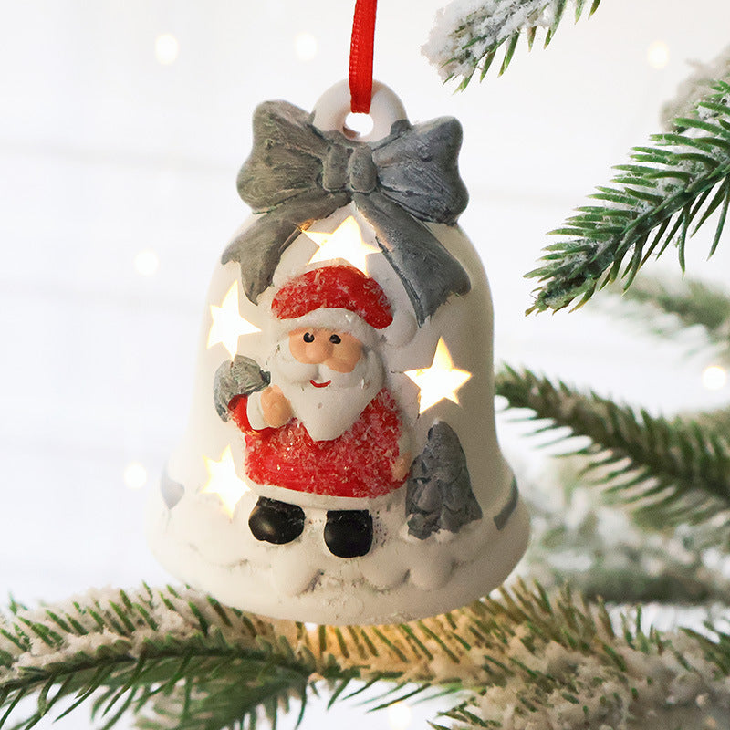 Santa Claus Hollow Ambience Light Christmas Tree Bell Decorative Pendant