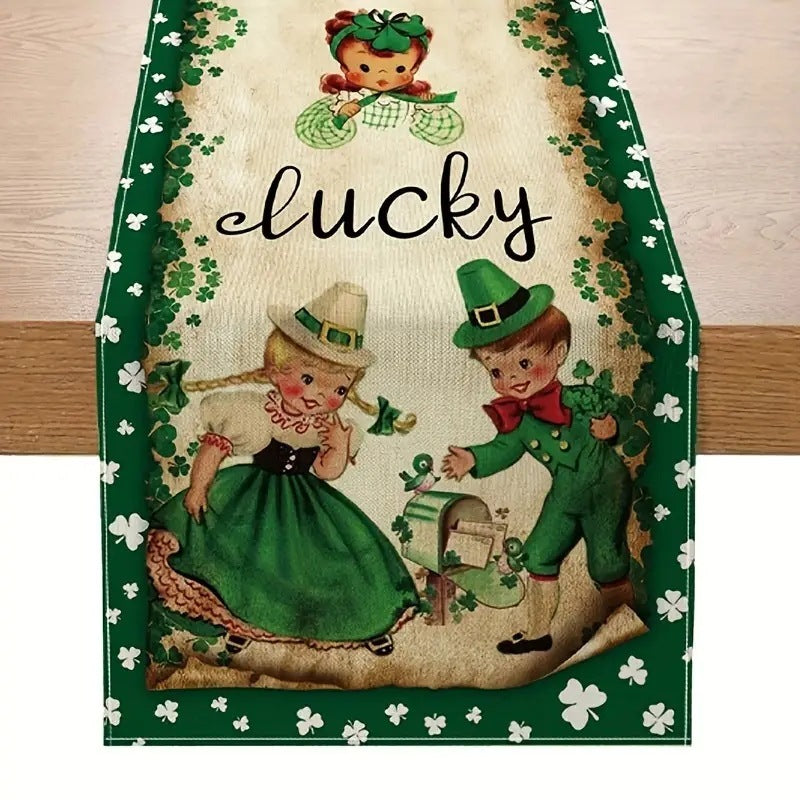 Shengpa Festival Table Runner Linen Printed Tablecloth Home, st patricks day decorations, st patricks day decor, st patrick's day decorations, st patrick day decorations, Irish Décor, irish ornaments, Decognomes, St. Patrick's Day Party Supplies, St. Patrick's Day Decorations: Shamrock, Irish & Leprechaun, St Patrick's Day Decorations table cloth