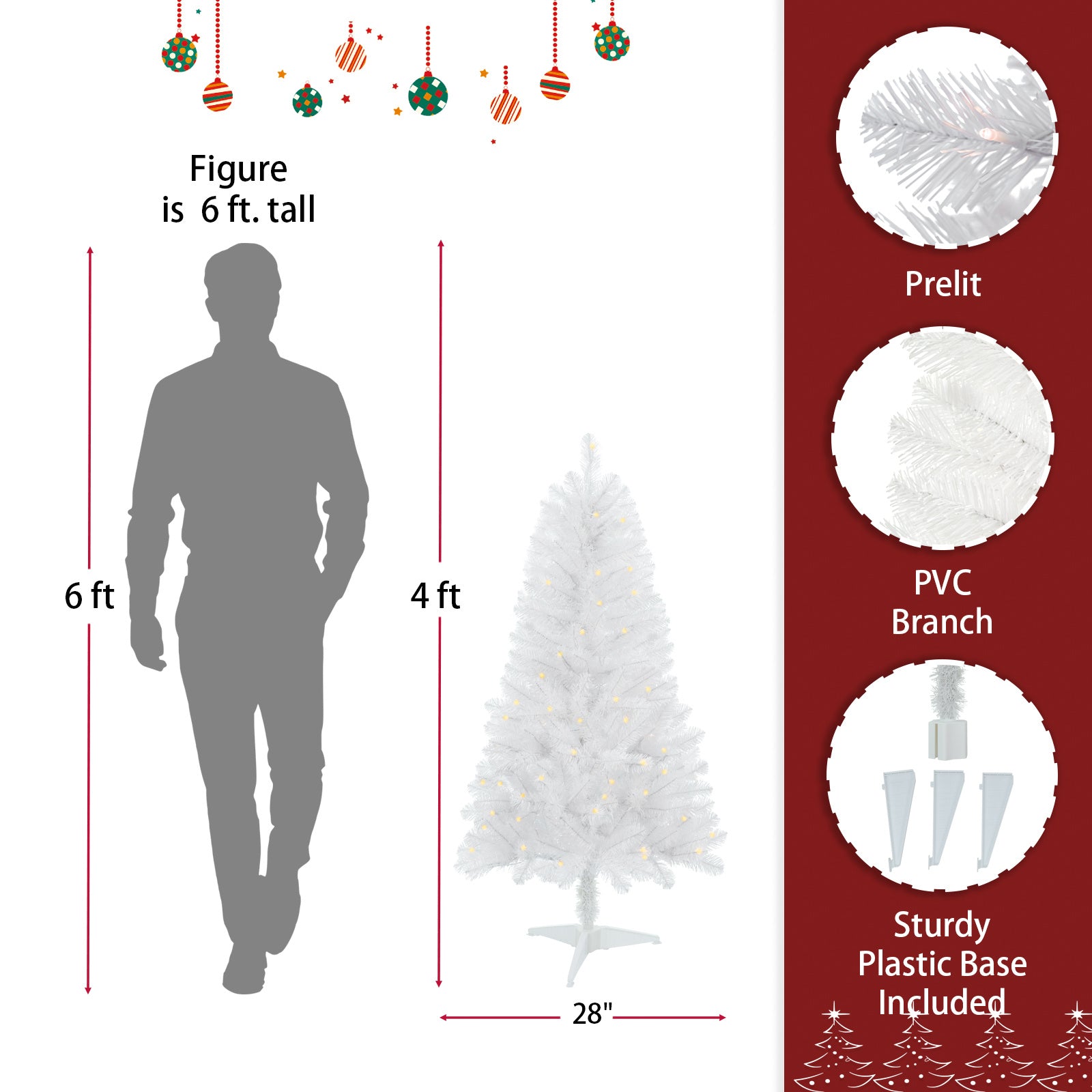 4Ft White Artificial Christmas Tree Pre-installed Lights, Christmas tree, Artificial Christmas tree, Real Christmas tree, Miniature Christmas tree, Tabletop Christmas tree, Pre-lit Christmas tree, Flocked Christmas tree, White Christmas tree, Black Christmas tree, Ceramic Christmas tree, Christmas tree topper, Christmas tree skirt, Christmas tree stand, Christmas tree storage bag, Christmas ornaments, Glass Christmas ornaments, Shatterproof Christmas ornaments, Christmas