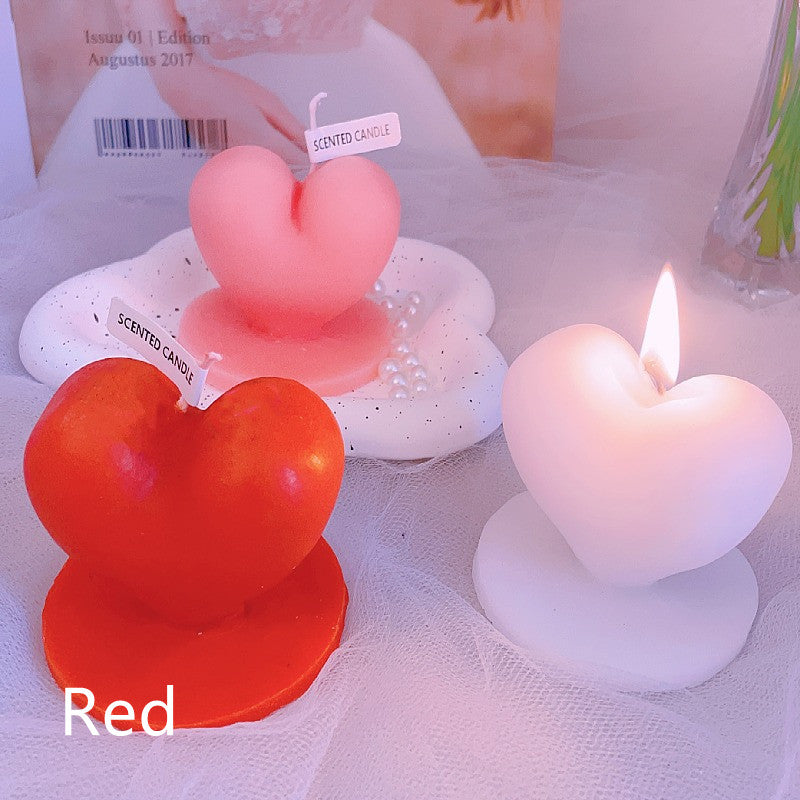 Chinese Valentine's Day Creative Standing Love Scented Candle Ornaments, Heart Shaped Candles, White Heart Candle, Red Heart Candle, Pink Heart Candle, Valentines Day Candles