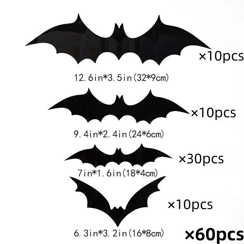 Halloween Decorative Wall Black Stickers Three-dimensional Bat Holiday Party