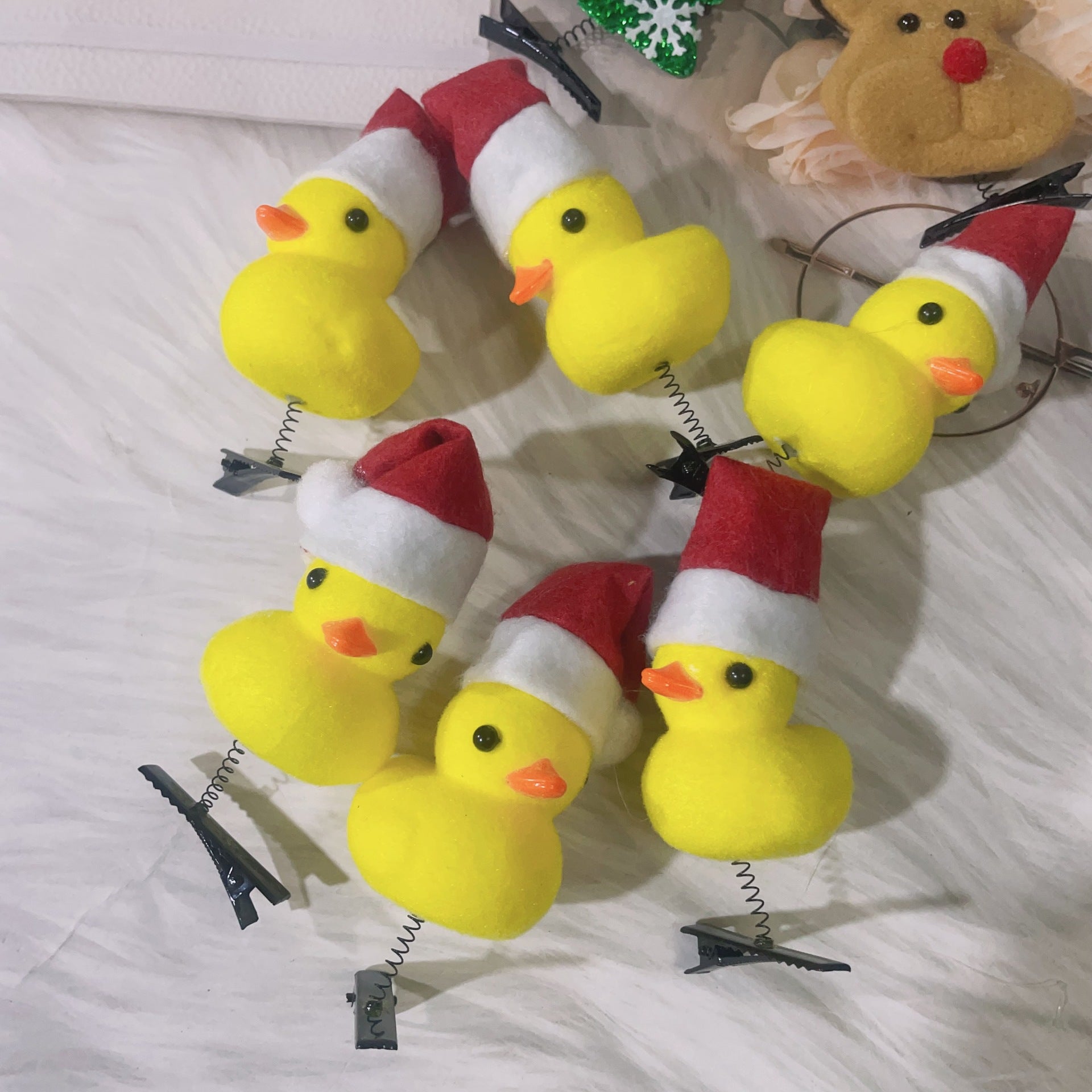 Christmas Small Yellow Duck Barrettes Decoration