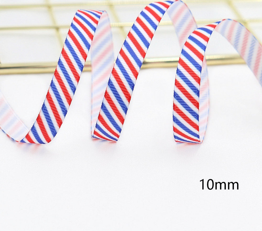 Stars And Stripes Ribbon Dovetail Bowknot Hair Ring Double Stitching Dovetail Ribbon