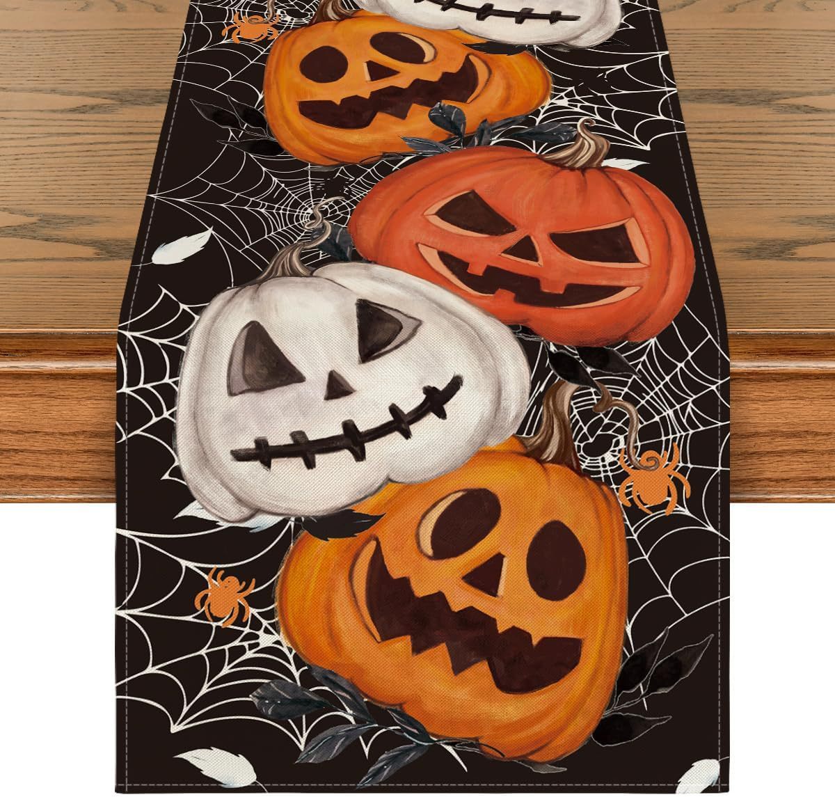 Halloween Skull Pumpkin Ghost Spider Kitchen Table Runner Indoor Outdoor Family Party