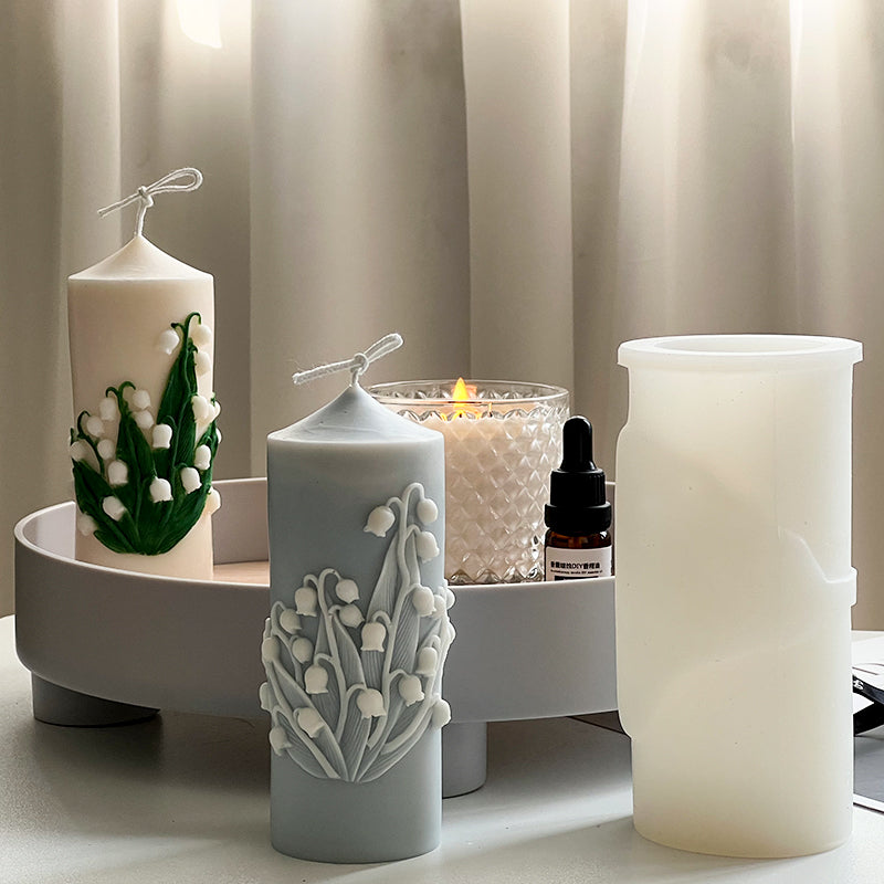 Cylinder Candle Mold Lanbell Carved Creative Korean Style, Geometric candle molds, Abstract candle molds, DIY candle making molds, Silicone candle molds, 