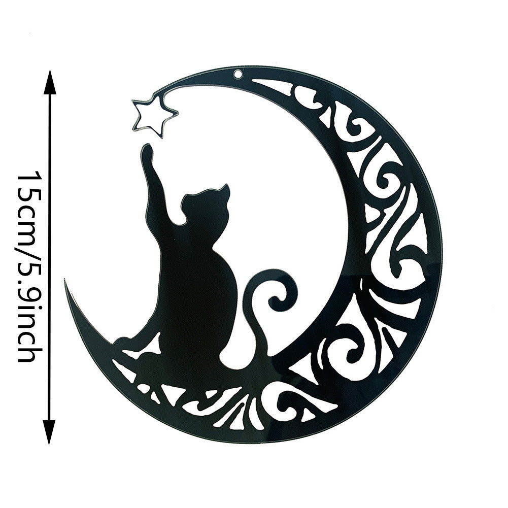 Halloween New Moon Black Cat Series Pendant Home Window Wall Acrylic