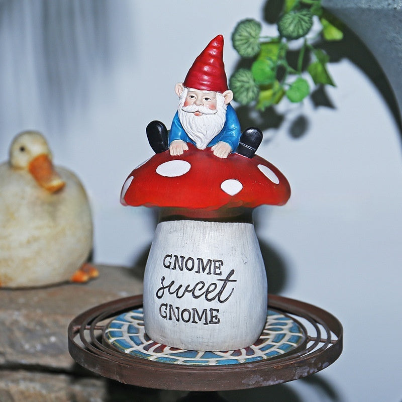 Garden Sitting Mushroom Decoration Garden Courtyard Elf Sculpture Landscape Decorations, Garden gnomes, Lawn gnomes, Outdoor gnomes, Yard gnomes, Ceramic gnomes, Concrete gnomes, Resin gnomes, Funny gnomes, Classic gnomes, Cute gnomes, Gnome statues, Decorative gnomes, Fantasy gnomes, Hand-painted gnomes, Whimsical gnomes, Gnome figurines, Novelty gnomes, Gnome with wheelbarrow, Gnome with mushroom, Gnome with lantern,
