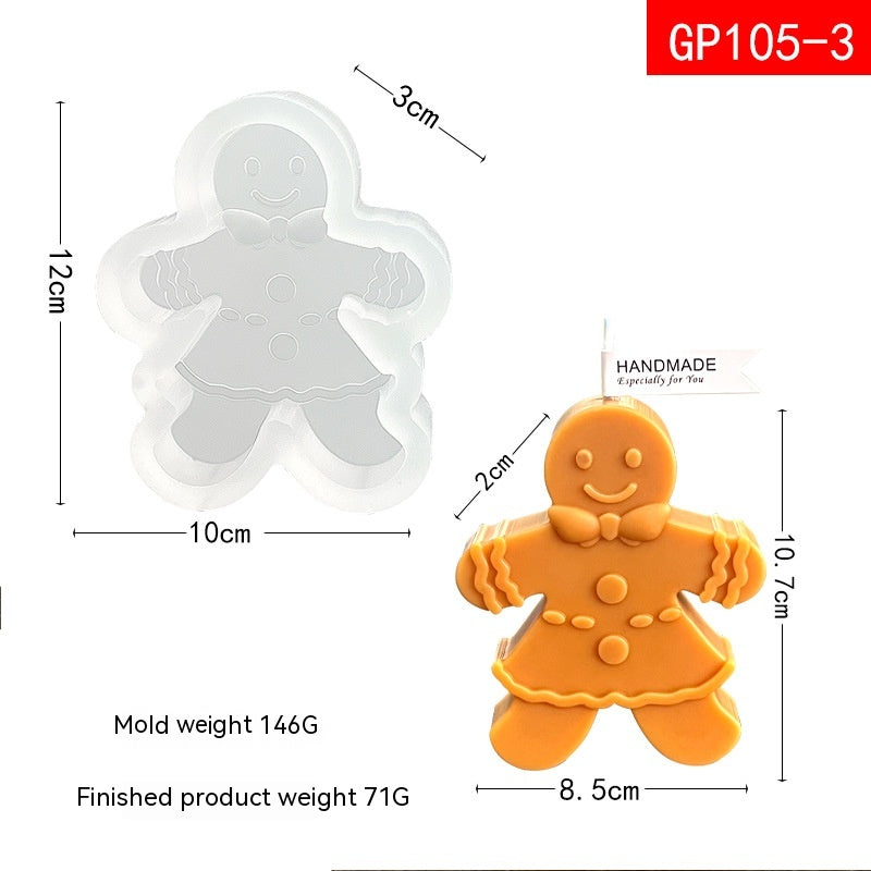 Christmas Gingerbread Man Aromatherapy Candle Silicone Mold Simple, Silicone Candle Mold, Gingerbread Candles, Christmas Candles