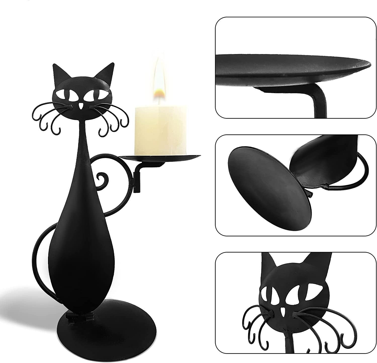 Black Cat Candlestick Metal Cat Decorative Candle Holder Pendant, candle holder, candle stick holder, glass candle holder, iron candle holder, wicker candle holder 2 piece set, candle holders, candlesticks, candle sticks, Luxury candles holders, taper candle holders, candlestick holder, Wooden Candlestick Candle Holder, Metal Candle Holders