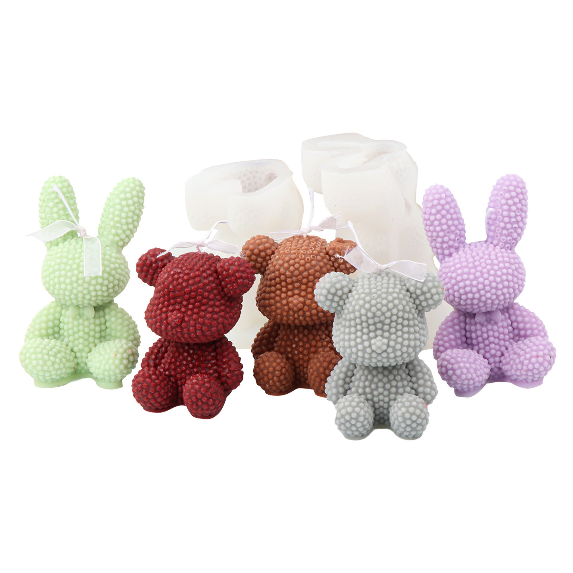 Three-dimensional Beaded Bear Rabbit Candle Silicone Mold