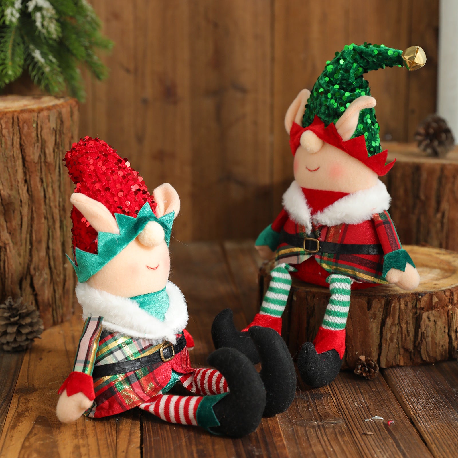 New Christmas Elf Long Legs Figurine Doll