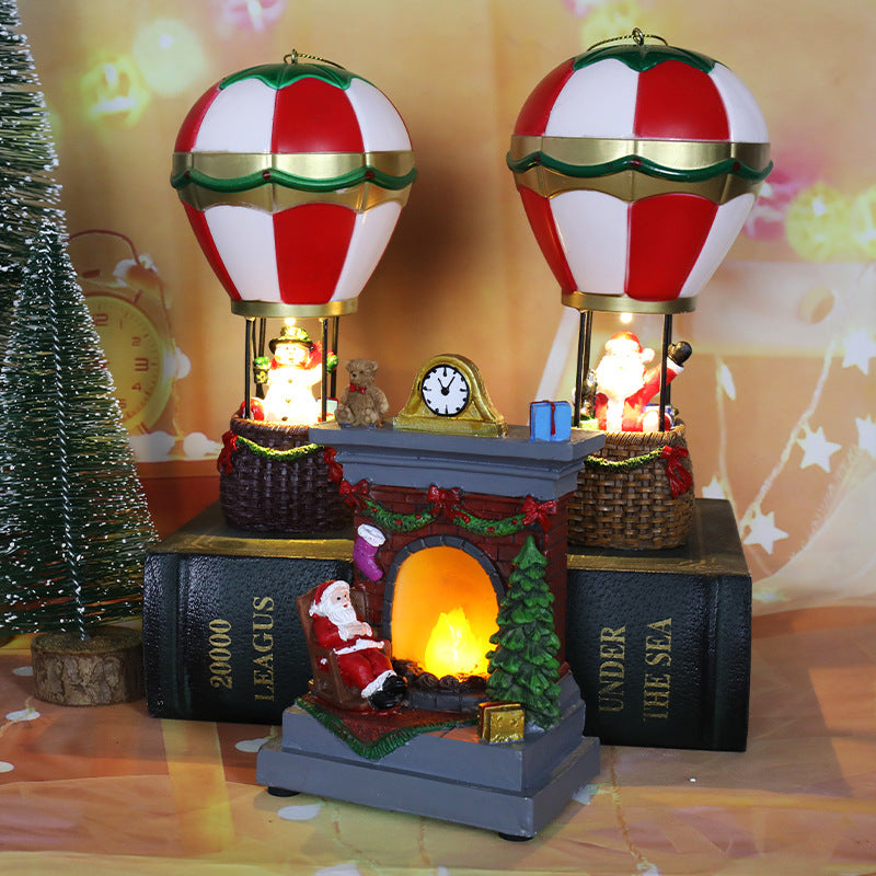 Christmas Resin Decorations Luminous Fireplace Small Night Lamp Decorative Ornaments, Christmas Decoration Items, Christmas Decoration Ornaments, Festival ornaments, Christmas Small Light Lamp