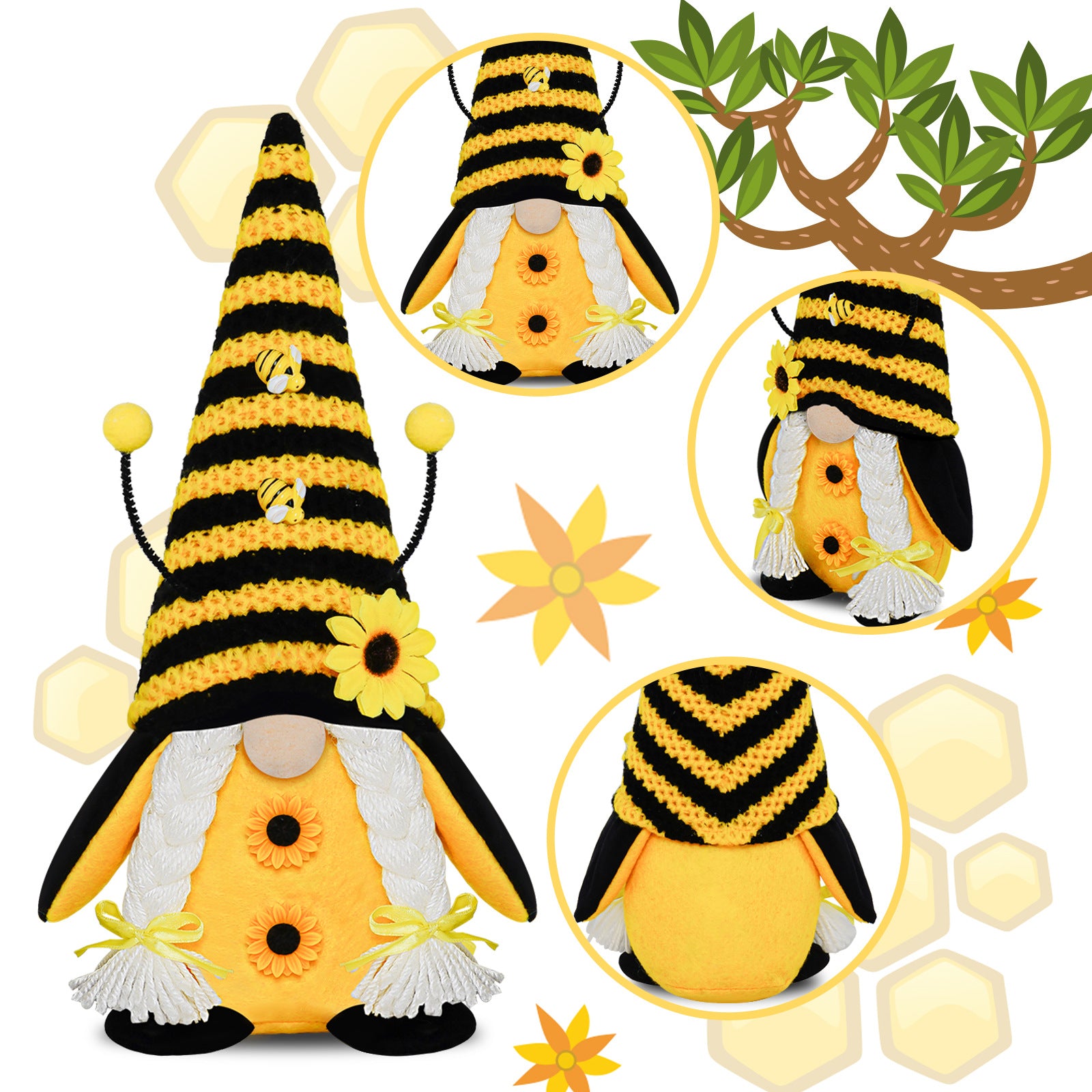Bee gnomes, Beekeeper gnomes, Honey gnomes, Bumblebee gnomes, Beehive gnomes, Pollen gnomes, Garden gnomes, Spring gnomes, Flower gnomes, Nature gnomes, Decorative gnomes, Rustic gnomes, Festive gnomes, Yellow and black gnomes, Bee-friendly gnomes, Happy bees gnomes,