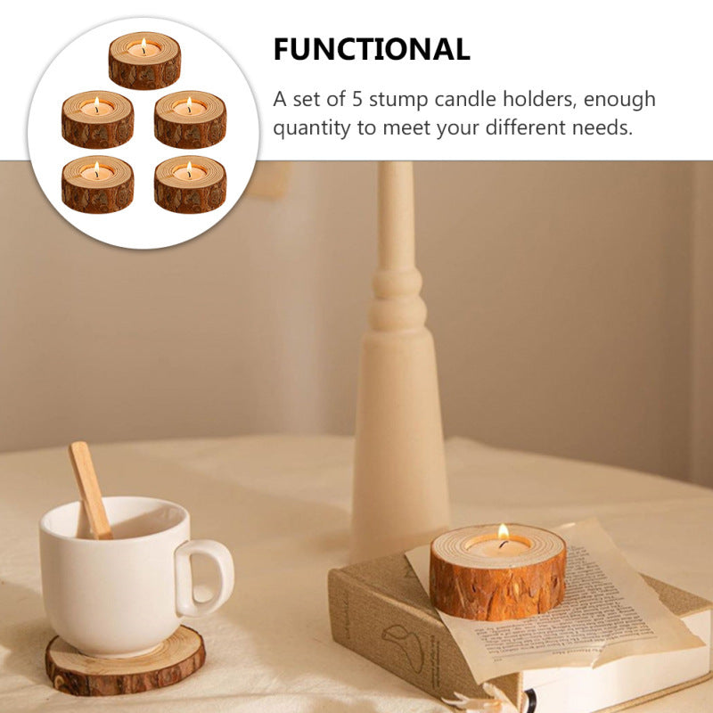 Simple Modern Pastoral Style Wooden Candle Holder