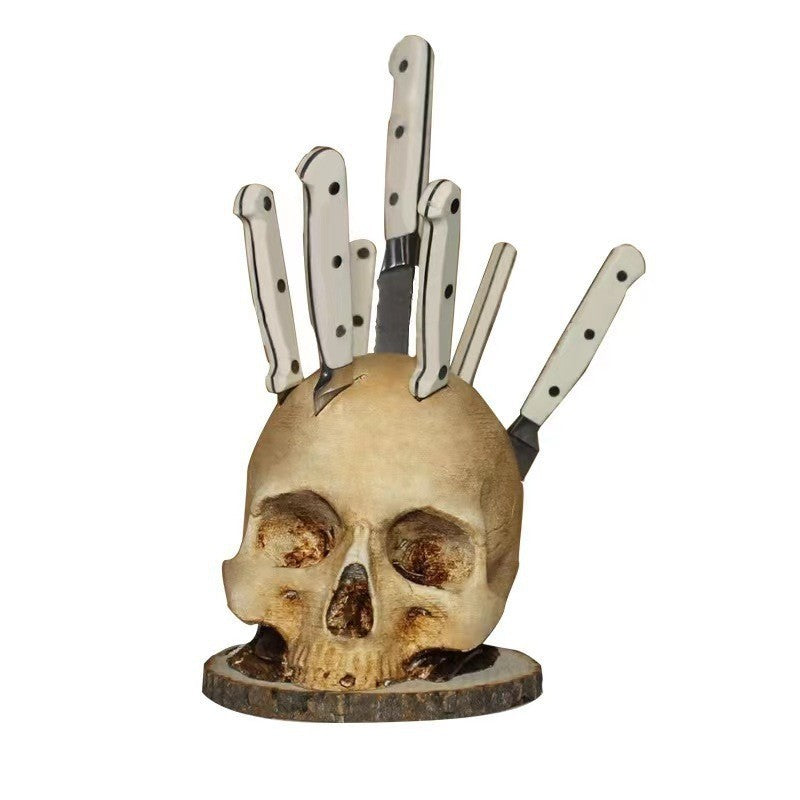 Halloween Creative Skull Knife Holder, Halloween decorations items, Halloween costumes, Halloween masks, Halloween props, Halloween animatronics, Halloween inflatables, Halloween lights, Halloween fog machines, Halloween spider webs, Halloween lanterns, Halloween banners, Halloween streamers, Halloween tableware, Halloween centerpieces, Halloween party favors, Halloween yard stakes, Halloween tombstones, Halloween candles, Halloween wreaths, Halloween garlands
