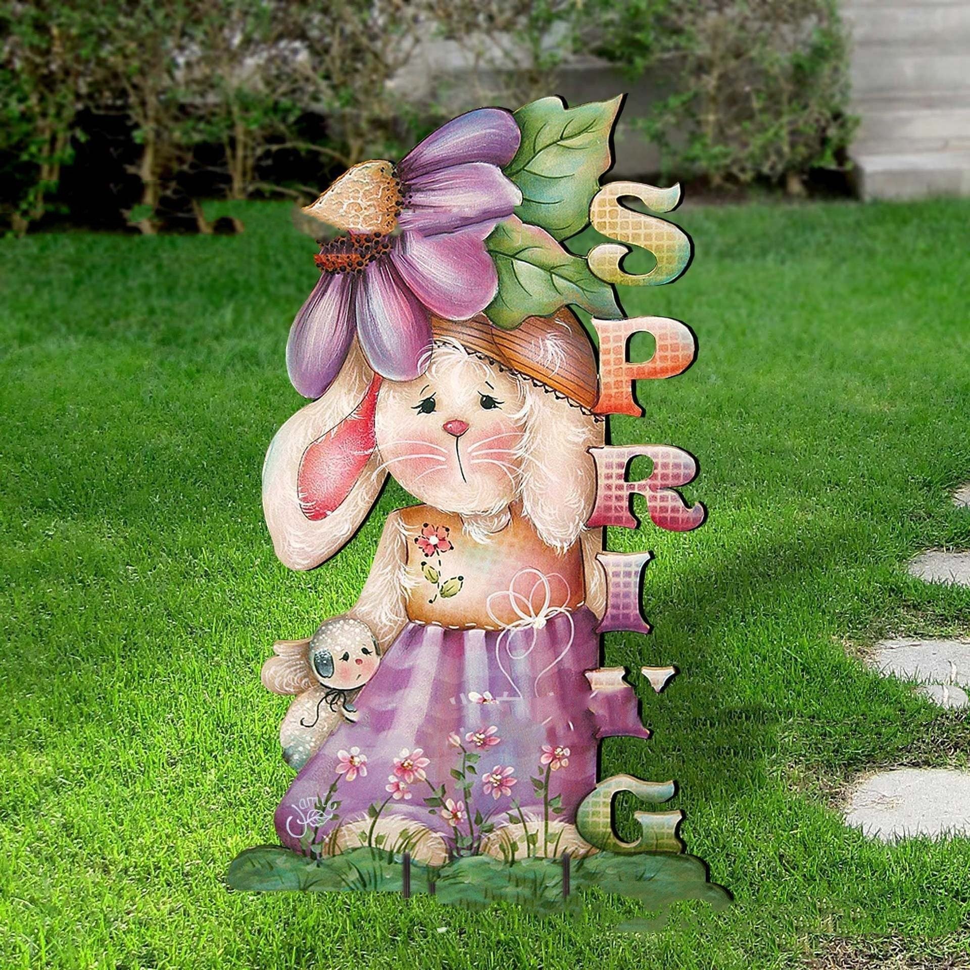 Acrylic Crafts Easter Bunny House Courtyard Decoration, easter decorations, Easter Decor, easter table decor, outdoor easter decorations, shop easter, Decognomes, Spring Decorations