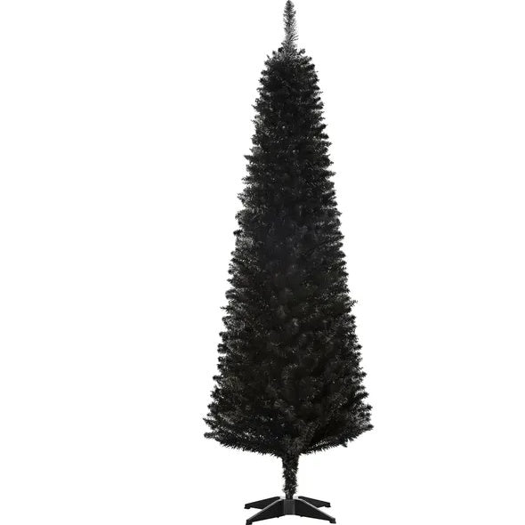 6 Ft Artificial Pencil Halloween Tree, Slim Xmas Tree With 390 Realistic Branch Tips And Plastic Stand, Black, Halloween decorations items, Halloween costumes, Halloween masks, Halloween props, Halloween animatronics, Halloween inflatables, Halloween lights, Halloween fog machines, Halloween spider webs, Halloween lanterns, Halloween banners, Halloween streamers, Halloween tableware, Halloween centerpieces, Halloween party favors, Halloween yard stakes, Halloween tombstones, Halloween candles, Halloween 