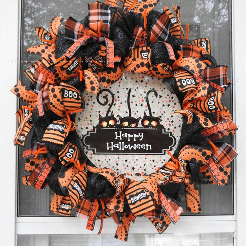 Simulation Wreath Garland Scene Decoration Pumpkin Black Cat