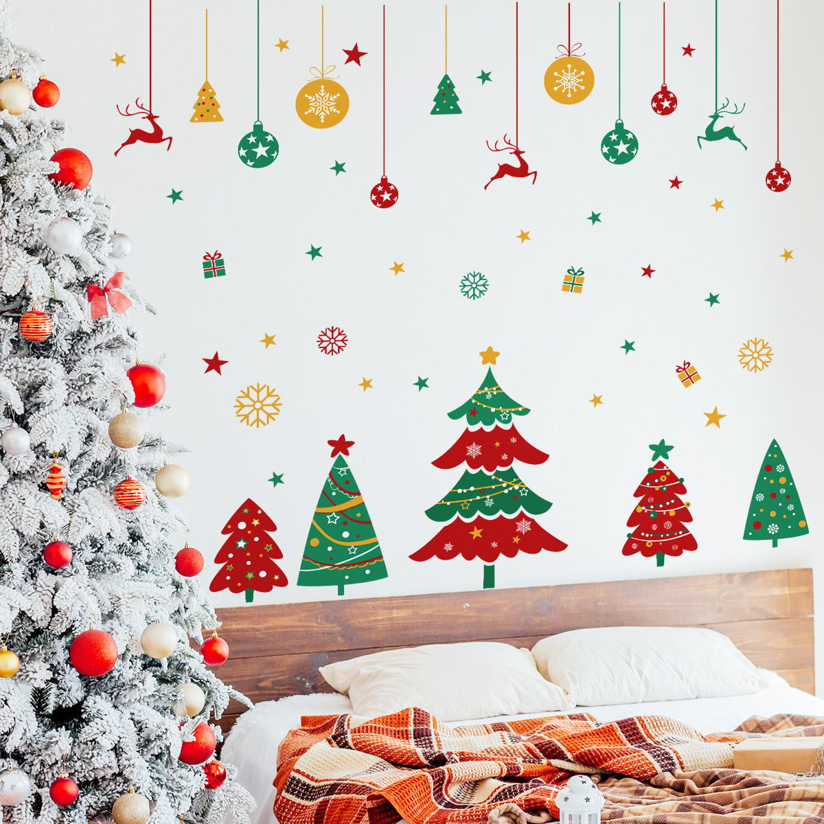 Christmas Tree Bell Snowflake Hand Painted Christmas Wall Sticker
