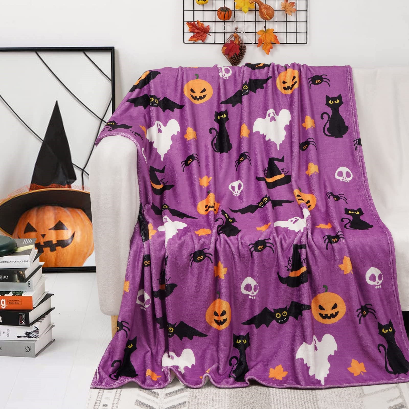 Halloween Theme Pattern Flannel Blanket