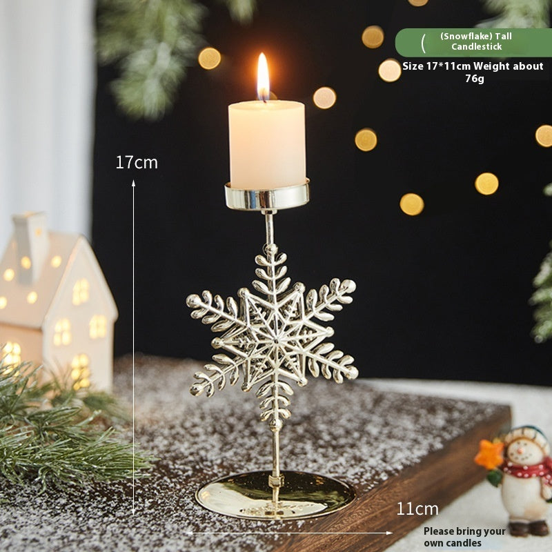 Romantic Christmas Wrought Iron Candlestick Candle Tray Decoration