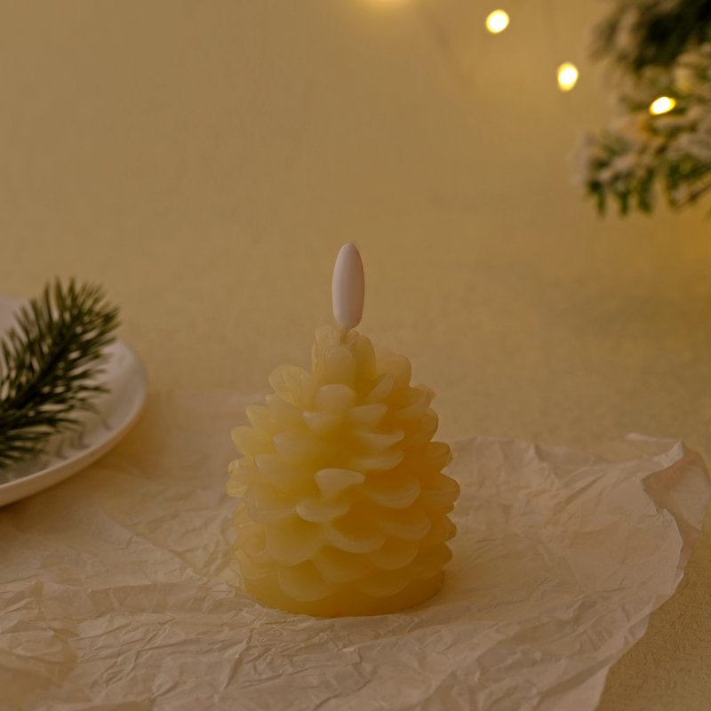 Christmas Pine Cone Paraffin LED Bullet Candle Light