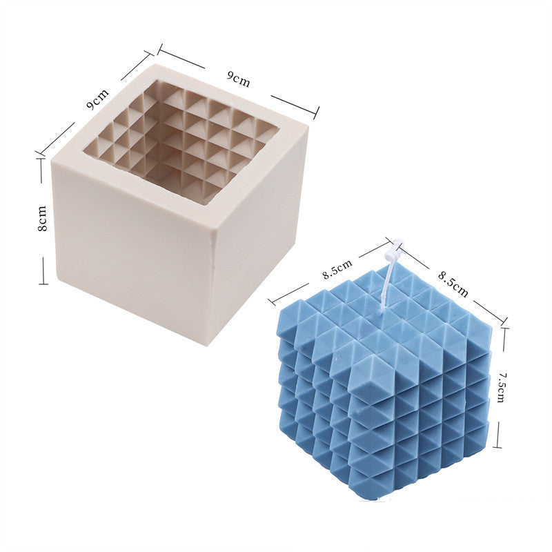 Silicone Square Three-dimensional Geometry Drill Face Rubik's Cube Aromatherapy Gypsum Liquid Silicone Candle Fondant Mold, Silicone candle molds, Christmas tree candle molds, Halloween pumpkin candle molds, Easter egg candle molds, Animal candle molds, Sea creature candle molds, Fruit candle molds, Geometric candle molds, Abstract candle molds, DIY candle making molds, Holidays Silicone candle molds and Halloween Silicone candle molds, Christmas Silicone candle molds
