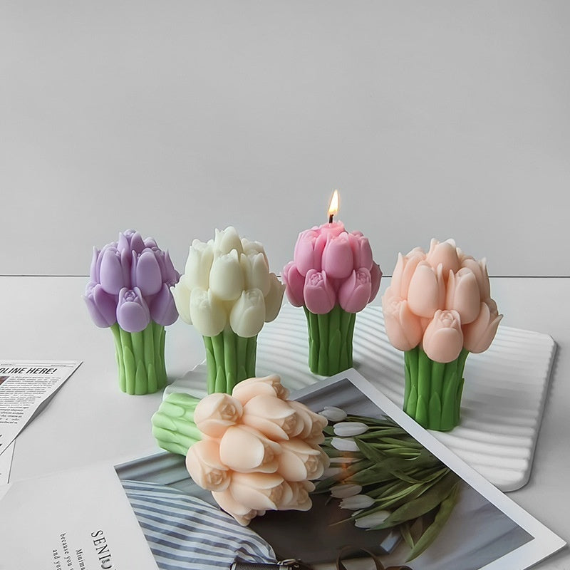 Tulip Bouquet Aromatherapy Candle Silicone Mold Handmade Diy Plaster Epoxy Ornaments