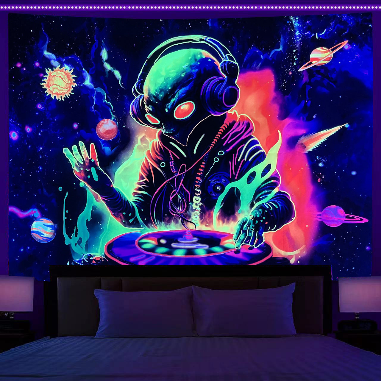 Skull Hanging Cloth UV Lamp Halloween Fluorescent Tapestry