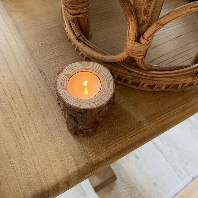 Vintage Nostalgic Tree Stump Wooden Candle Holder