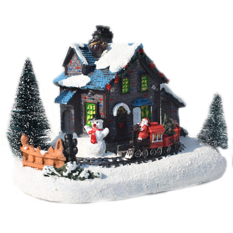 Christmas glowing ski House, Christmas Decorations Colorful Luminous Small House Resin Decorations, Christmas Decoration House, Christmas Decoration Ornaments, Holiday Ornaments, Christmas Luminous Small House
