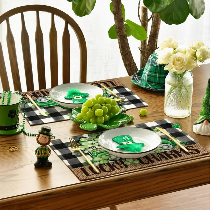 St Patrick's Day Decorations Placemat Stain-resistant Insulated Dining Table Mat, st patricks day decorations, st patricks day decor, st patrick's day decorations, st patrick day decorations, Irish Décor, irish ornaments, Decognomes, St. Patrick's Day Party Supplies, St. Patrick's Day Decorations: Shamrock, Irish & Leprechaun