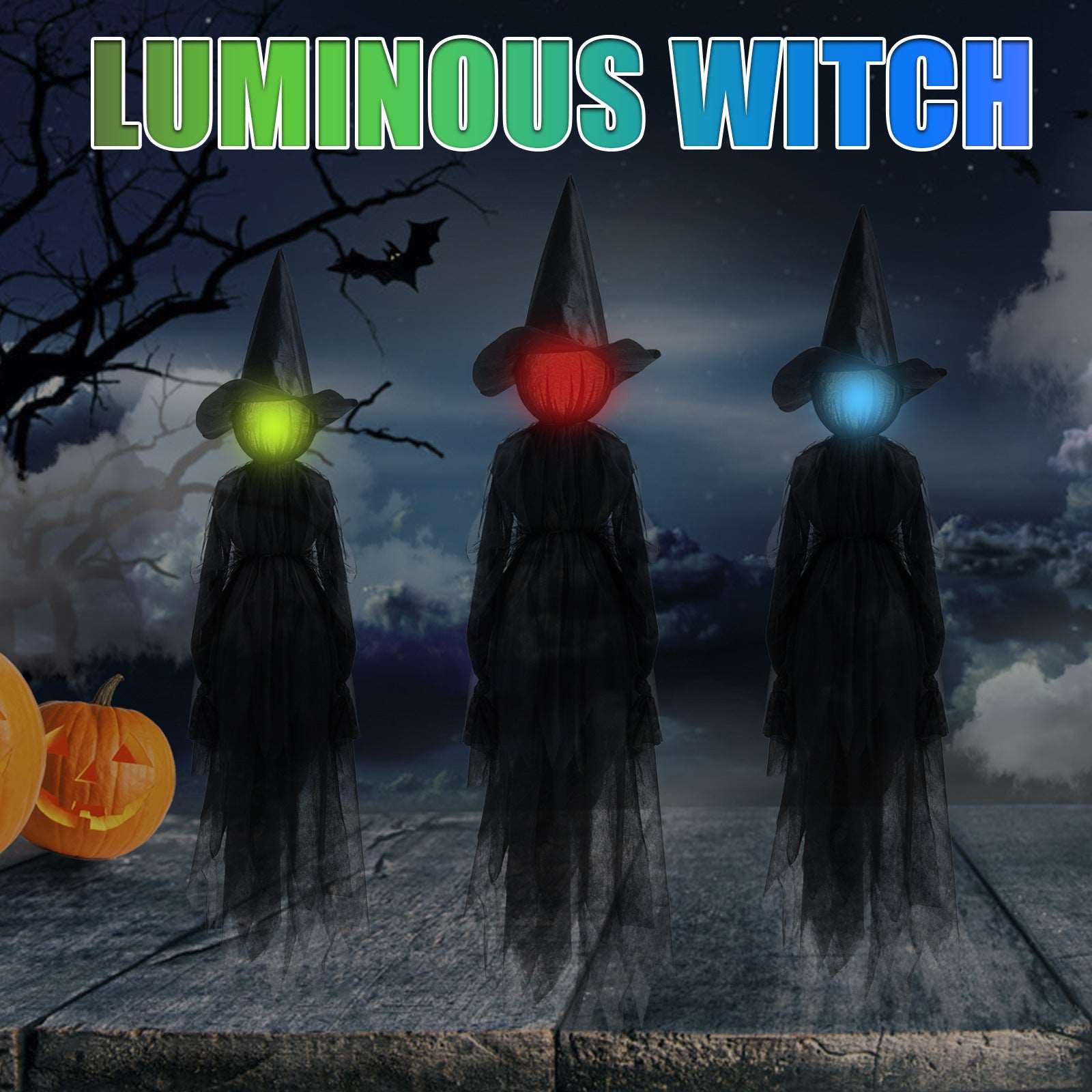 7-color Lighting Scene Props Garden Halloween Decoration, Halloween decoration items, the luminous witch for Halloween