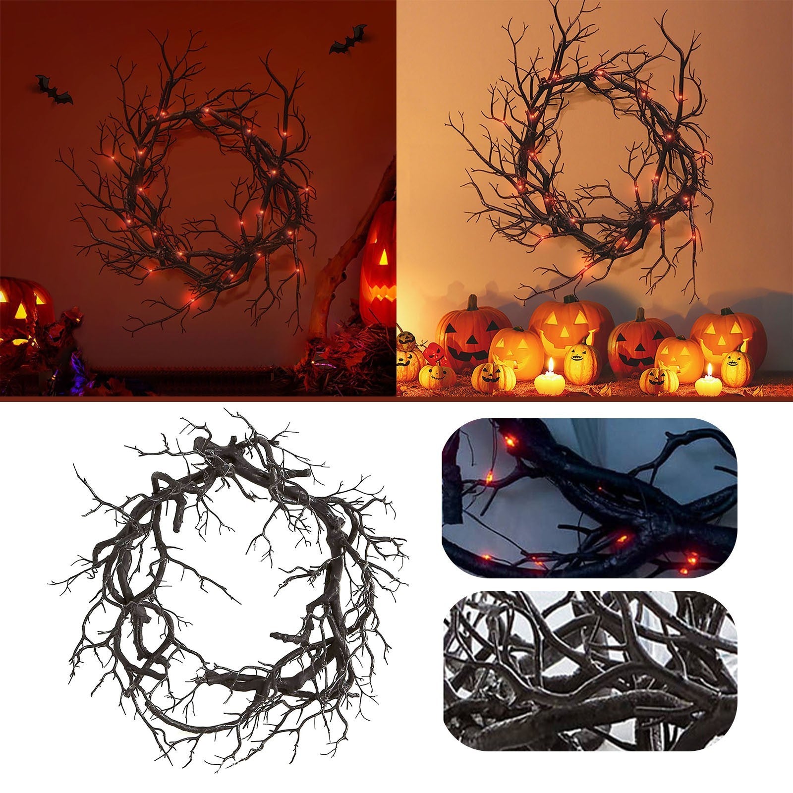 European Style Halloween Black Branches Garland, Pumpkin lanterns, Jack o Lanterns, Halloween Lights, Halloween Decoration Ornaments, Halloween inflatables, carved pumpkins, Halloween wreaths, Halloween Candles.