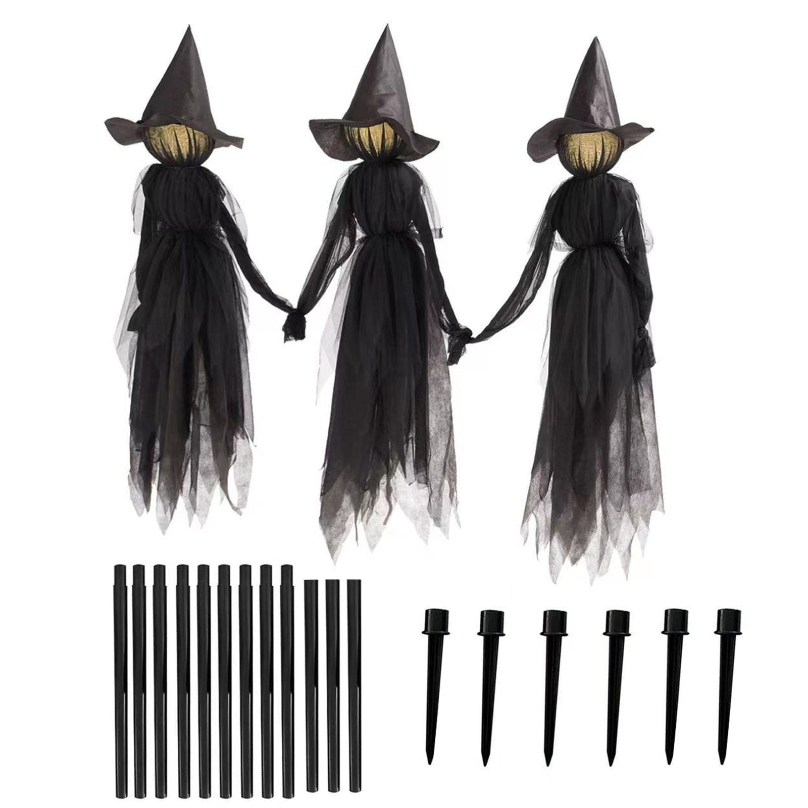 Halloween Colorful Luminous Three Hand-in-hand Witch Single Ghost Atmosphere Layout Scene Decoration Props, Halloween decorations items, Halloween costumes, Halloween masks, Halloween props, Halloween animatronics, Halloween inflatables, Halloween lights, Halloween fog machines, Halloween spider webs, Halloween lanterns, Halloween banners, Halloween streamers, Halloween tableware, Halloween centerpieces, Halloween party favors, Halloween yard stakes, Halloween tombstones, Halloween candles, Halloween wreath