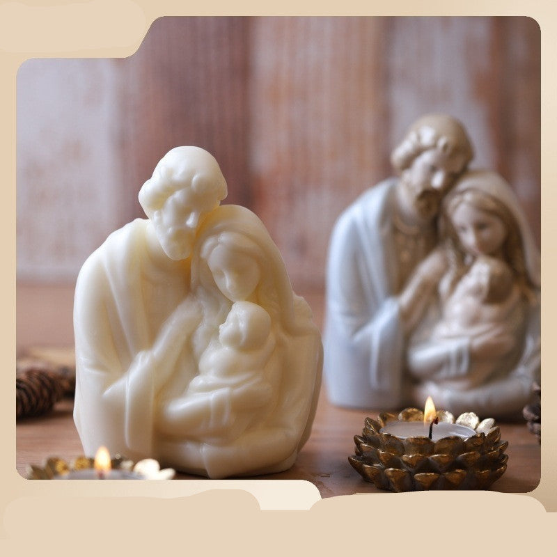 Virgin Family Decoration DIY Aromatherapy Candle Silicone Mold, Silicone candle molds, Christmas tree candle molds, Halloween pumpkin candle molds, Easter egg candle molds, Animal candle molds, Sea creature candle molds, Fruit candle molds, Geometric candle molds, Abstract candle molds, DIY candle making molds,