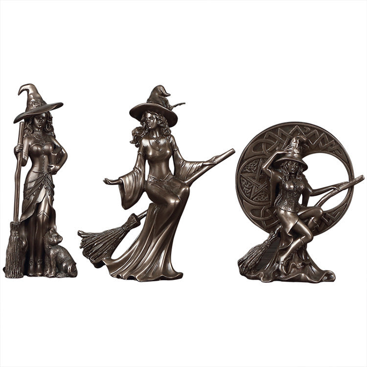 Bronze Witch Crafts Decoration, Pumpkin lanterns, Jack o Lanterns, Halloween Lights, Halloween Decoration Ornaments, Halloween inflatables, carved pumpkins, Halloween wreaths, Halloween Candles, and animatronics Halloween.
