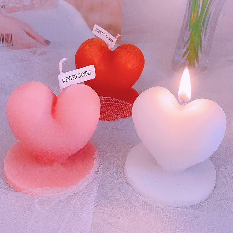 Chinese Valentine's Day Creative Standing Love Scented Candle Ornaments, Heart Shaped Candles, White Heart Candle, Red Heart Candle, Pink Heart Candle, Valentines Day Candles