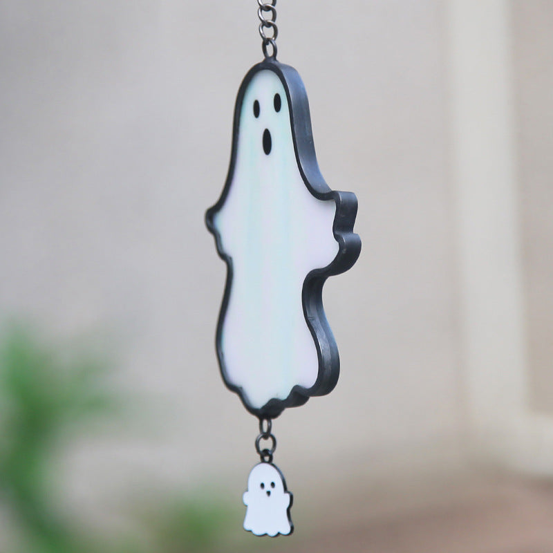 Ghost Ornament Accessories Halloween Decoration Color Glass Pendant Wind Chimes, Halloween decorations items, Halloween costumes, Halloween masks, Halloween props, Halloween animatronics, Halloween inflatables, Halloween lights, Halloween fog machines, Halloween spider webs, Halloween lanterns, Halloween banners, Halloween streamers, Halloween tableware, Halloween centerpieces, Halloween party favors, Halloween yard stakes, Halloween tombstones, Halloween candle