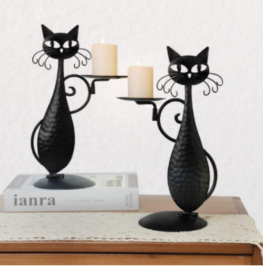 Black Cat Candlestick Metal Cat Decorative Candle Holder Pendant, candle holder, candle stick holder, glass candle holder, iron candle holder, wicker candle holder 2 piece set, candle holders, candlesticks, candle sticks, Luxury candles holders, taper candle holders, candlestick holder, Wooden Candlestick Candle Holder, Metal Candle Holders