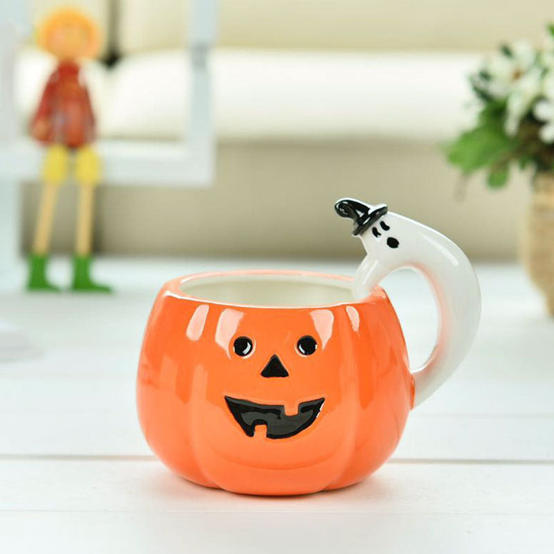 Ceramic Pumpkin Cup Cartoon Ghost Water Cup Mug Halloween Gift